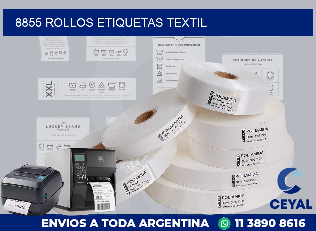 8855 rollos etiquetas textil