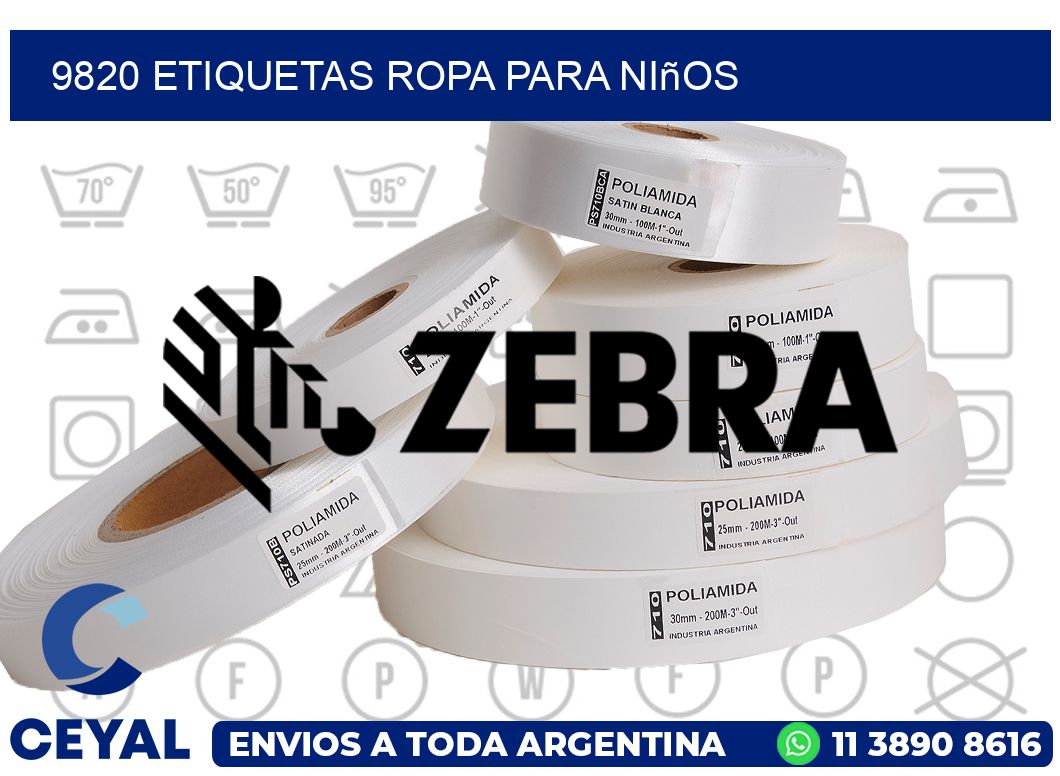 9820 Etiquetas ropa para niños
