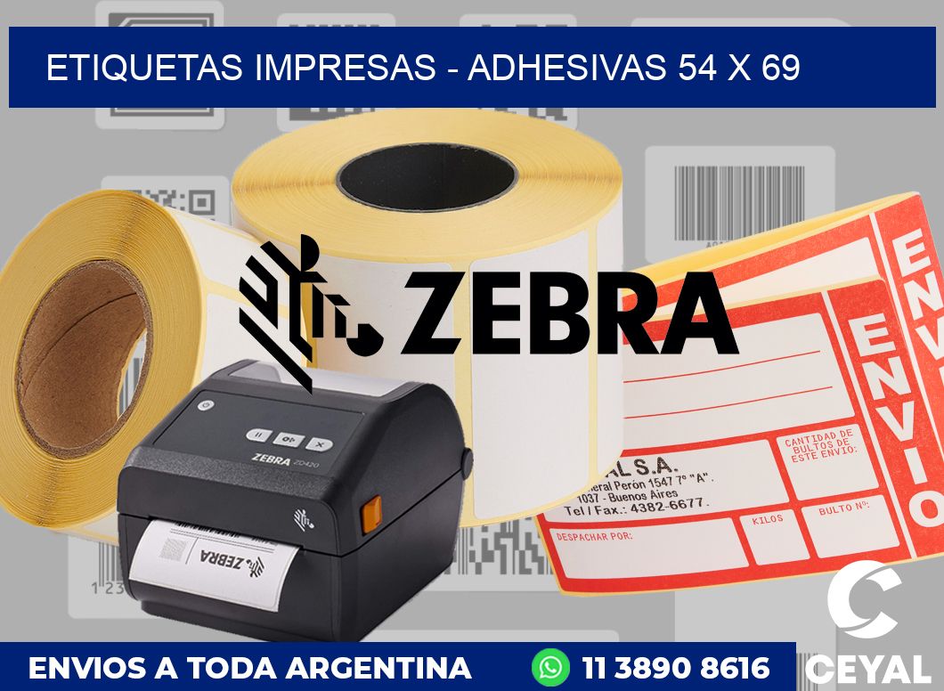 etiquetas impresas - Adhesivas 54 x 69