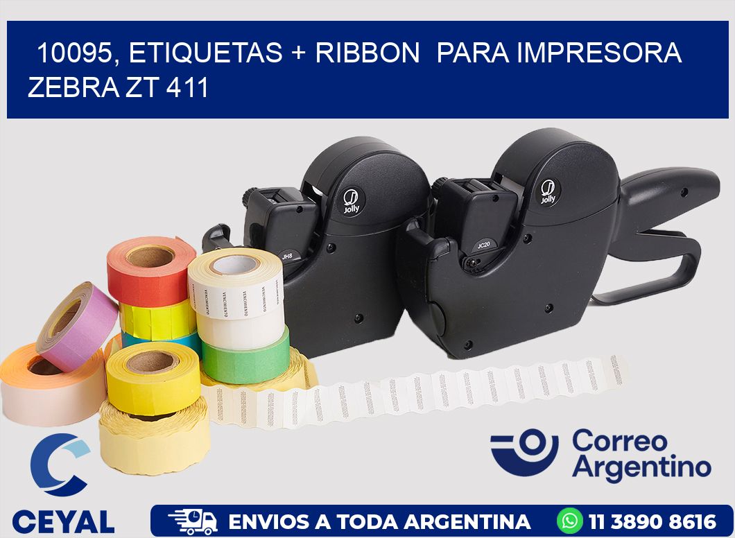 10095, etiquetas + ribbon  para impresora zebra ZT 411