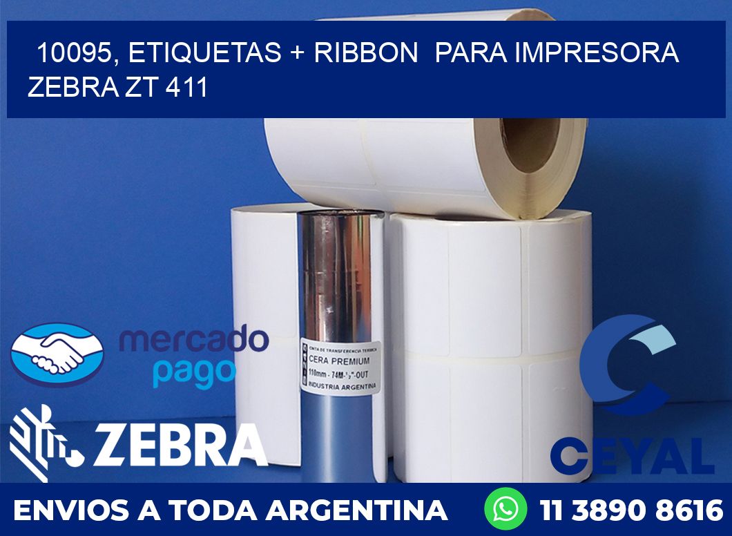 10095, etiquetas + ribbon  para impresora zebra ZT 411