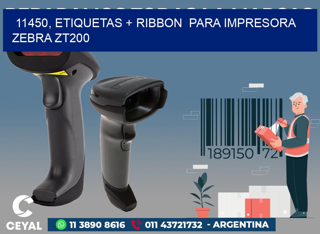 11450, etiquetas + ribbon  para impresora zebra ZT200