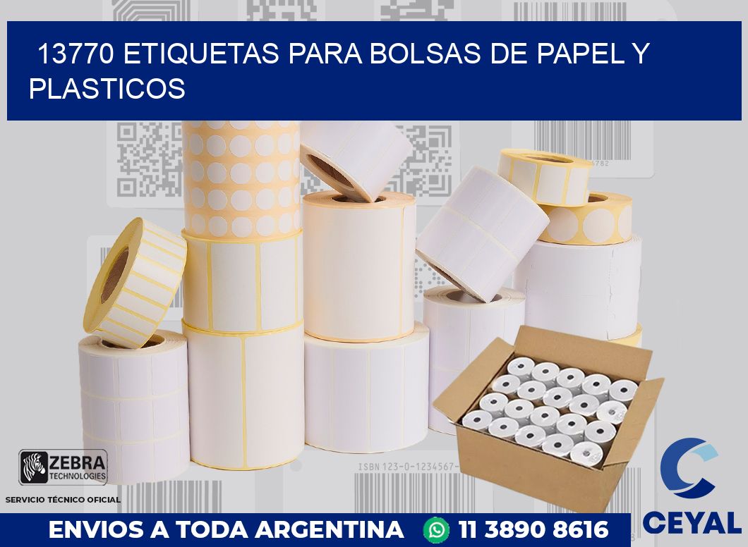 13770 ETIQUETAS PARA BOLSAS DE PAPEL Y PLASTICOS