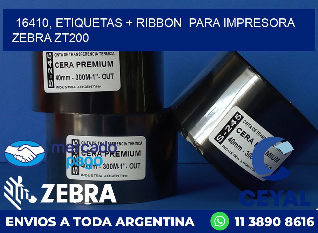 16410, etiquetas + ribbon  para impresora zebra ZT200