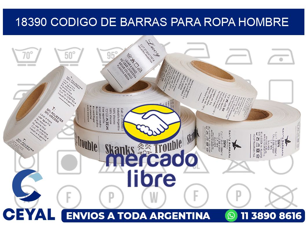 18390 CODIGO DE BARRAS PARA ROPA HOMBRE