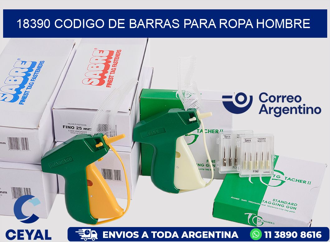 18390 CODIGO DE BARRAS PARA ROPA HOMBRE