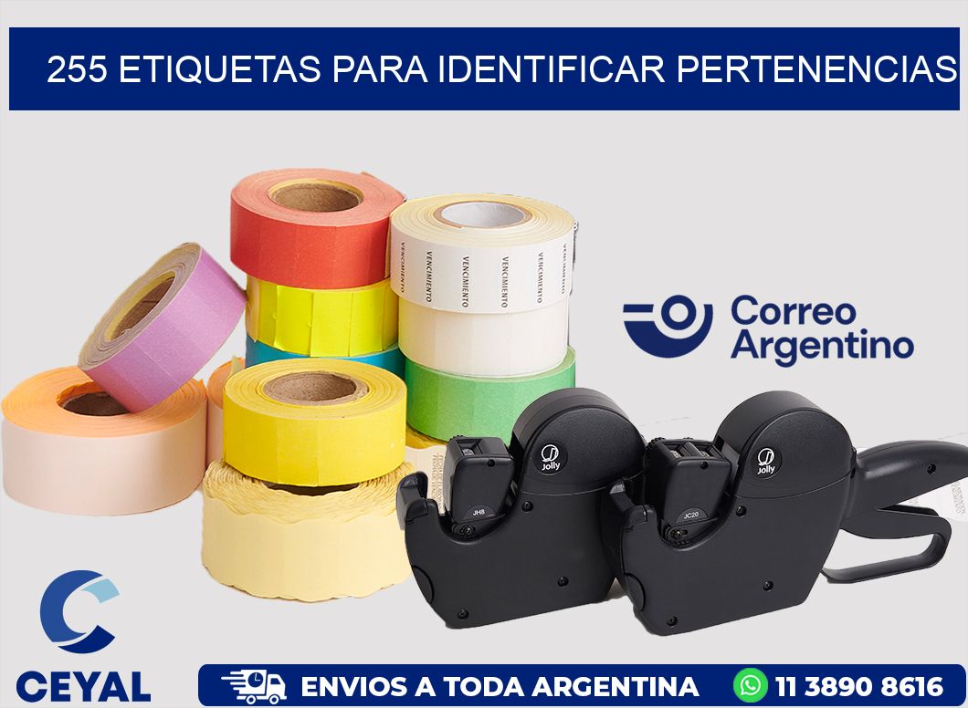 255 ETIQUETAS PARA IDENTIFICAR PERTENENCIAS
