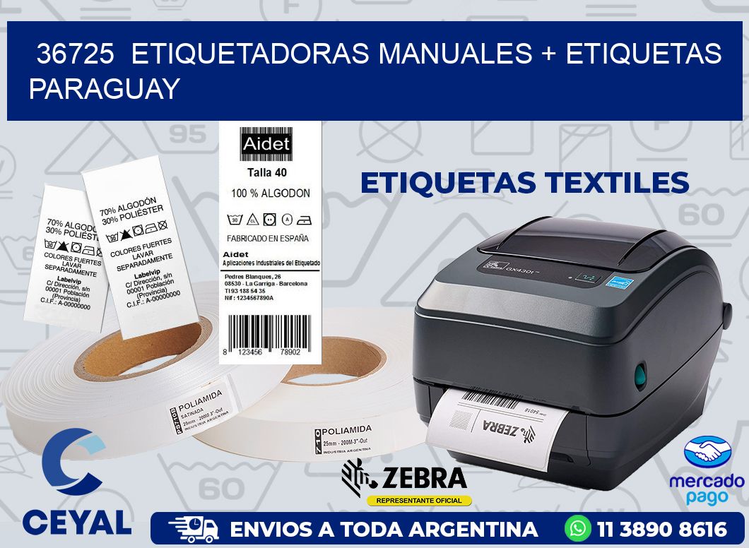 36725  ETIQUETADORAS MANUALES + ETIQUETAS PARAGUAY