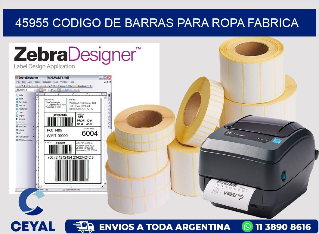 45955 CODIGO DE BARRAS PARA ROPA FABRICA