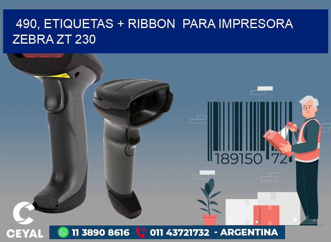 490, etiquetas + ribbon  para impresora zebra ZT 230