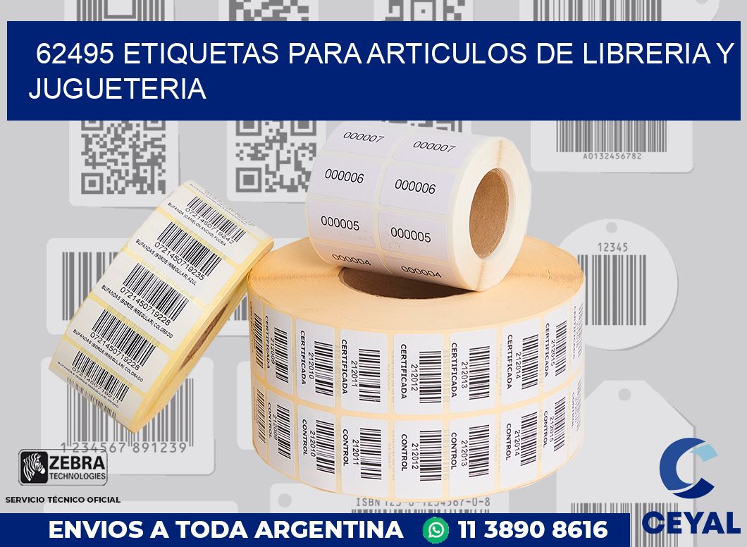 62495 ETIQUETAS PARA ARTICULOS DE LIBRERIA Y JUGUETERIA