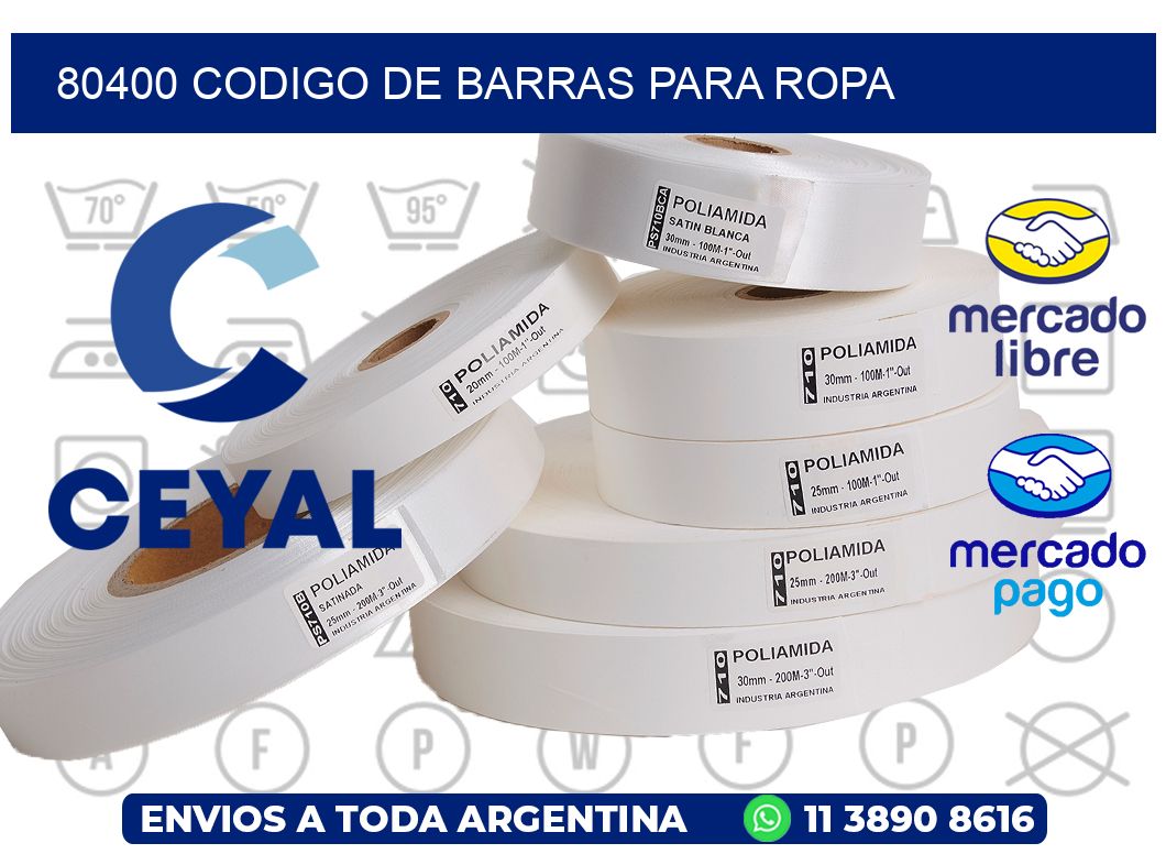 80400 CODIGO DE BARRAS PARA ROPA