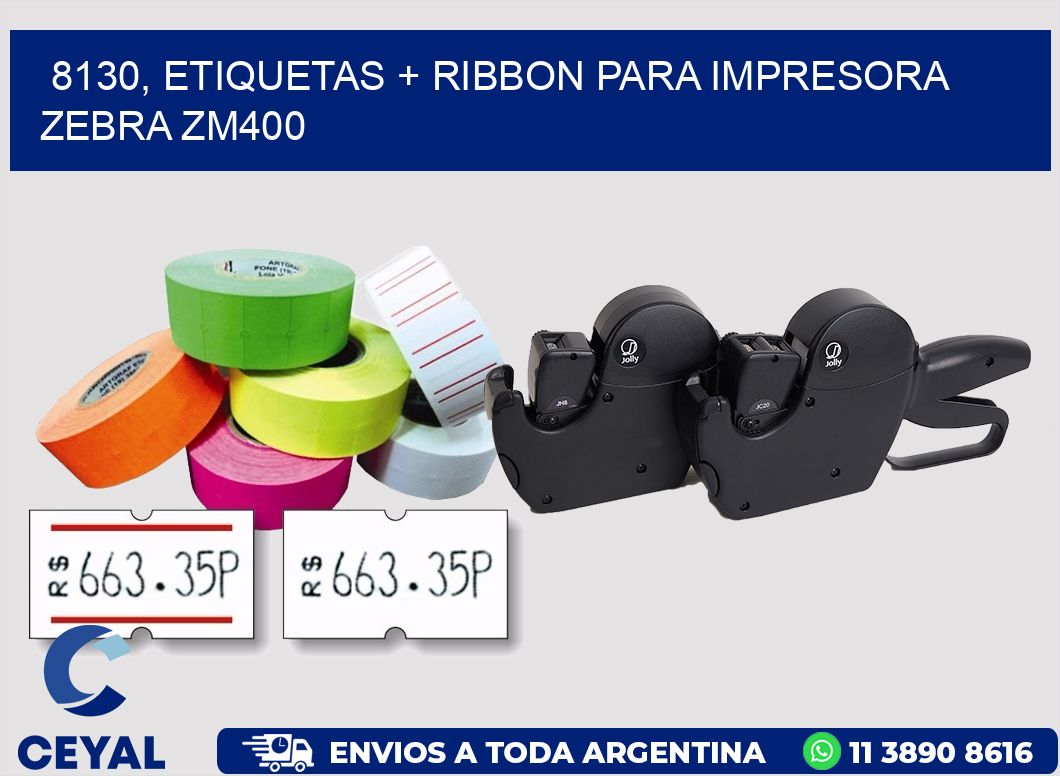 8130, etiquetas + ribbon para impresora zebra ZM400