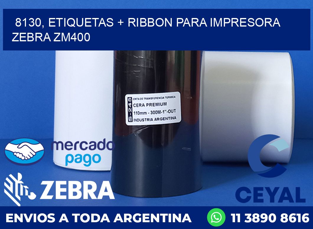 8130, etiquetas + ribbon para impresora zebra ZM400