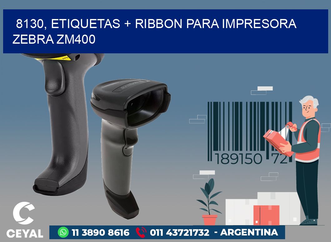 8130, etiquetas + ribbon para impresora zebra ZM400