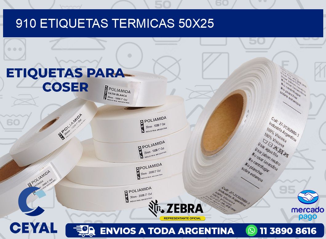 910 ETIQUETAS TERMICAS 50X25