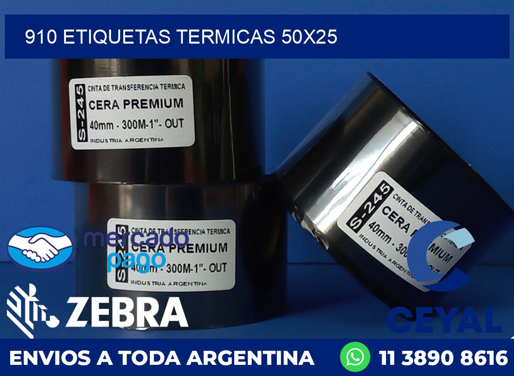 910 ETIQUETAS TERMICAS 50X25