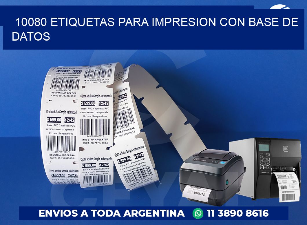 10080 ETIQUETAS PARA IMPRESION CON BASE DE DATOS