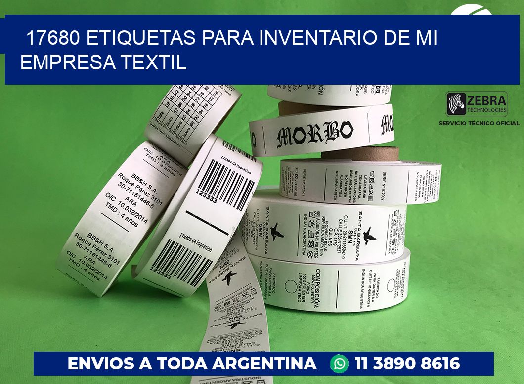 17680 ETIQUETAS PARA INVENTARIO DE MI EMPRESA TEXTIL