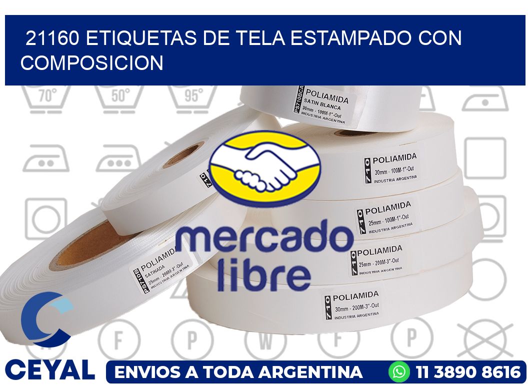 21160 ETIQUETAS DE TELA ESTAMPADO CON COMPOSICION