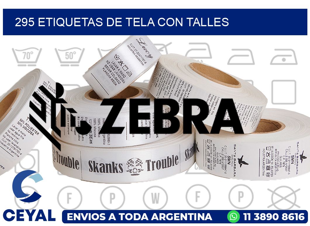 295 ETIQUETAS DE TELA CON TALLES