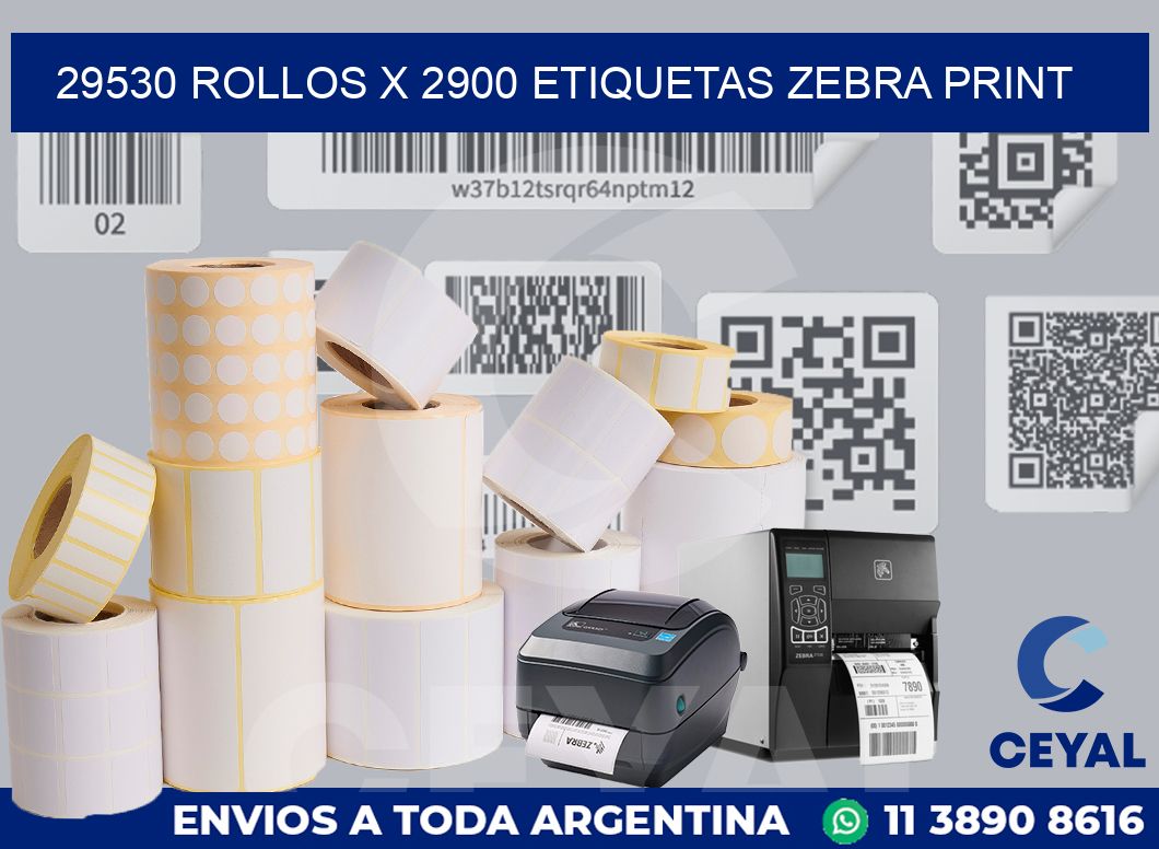 29530 Rollos x 2900 etiquetas zebra print