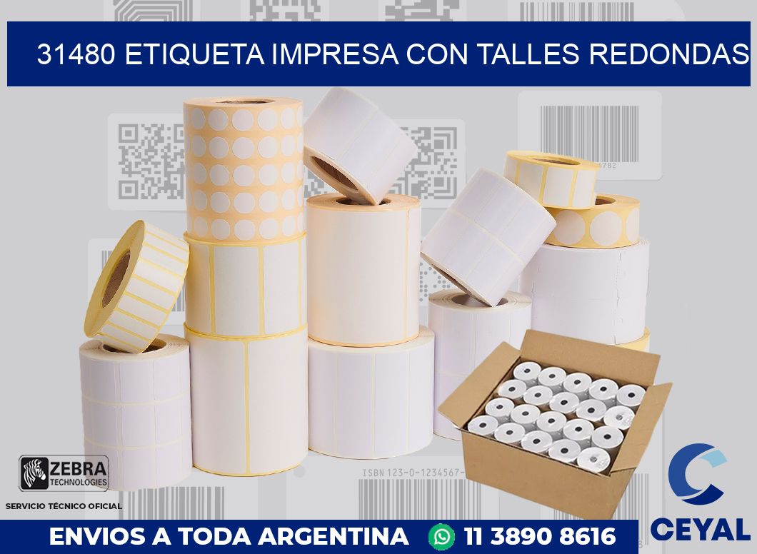31480 ETIQUETA IMPRESA CON TALLES REDONDAS