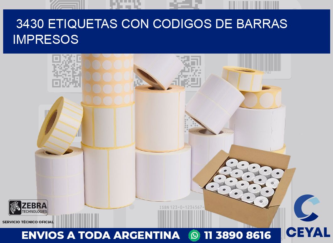 3430 ETIQUETAS CON CODIGOS DE BARRAS IMPRESOS