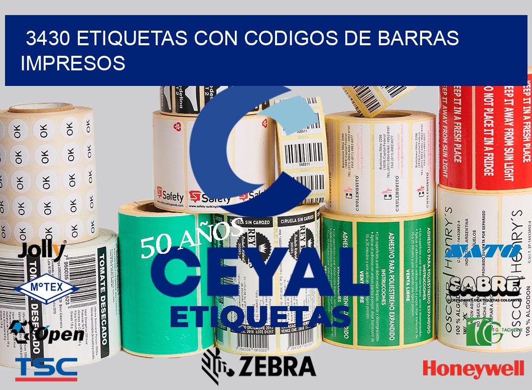 3430 ETIQUETAS CON CODIGOS DE BARRAS IMPRESOS