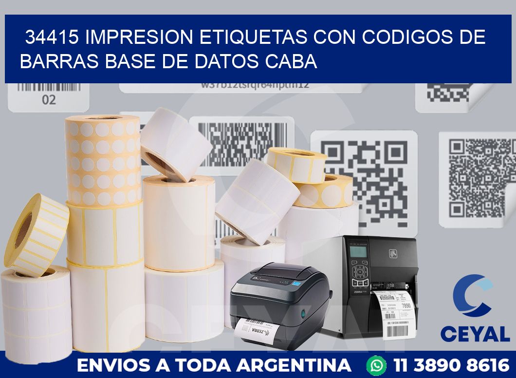 34415 IMPRESION ETIQUETAS CON CODIGOS DE BARRAS BASE DE DATOS CABA