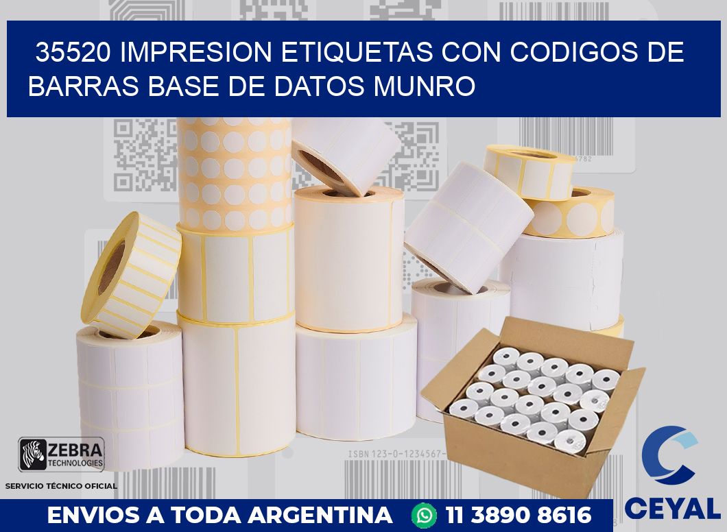 35520 IMPRESION ETIQUETAS CON CODIGOS DE BARRAS BASE DE DATOS MUNRO