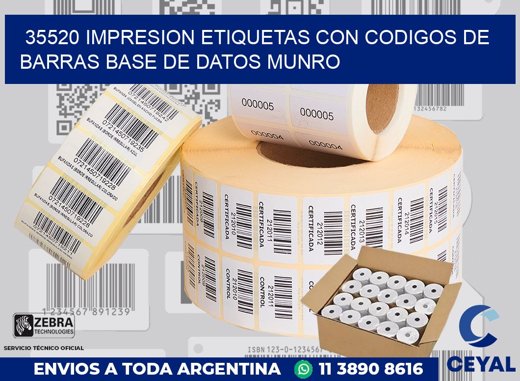 35520 IMPRESION ETIQUETAS CON CODIGOS DE BARRAS BASE DE DATOS MUNRO