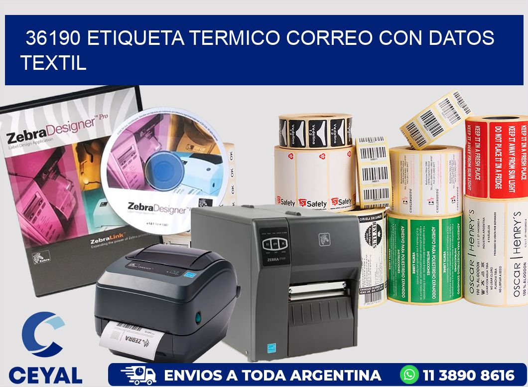 36190 ETIQUETA TERMICO CORREO CON DATOS TEXTIL