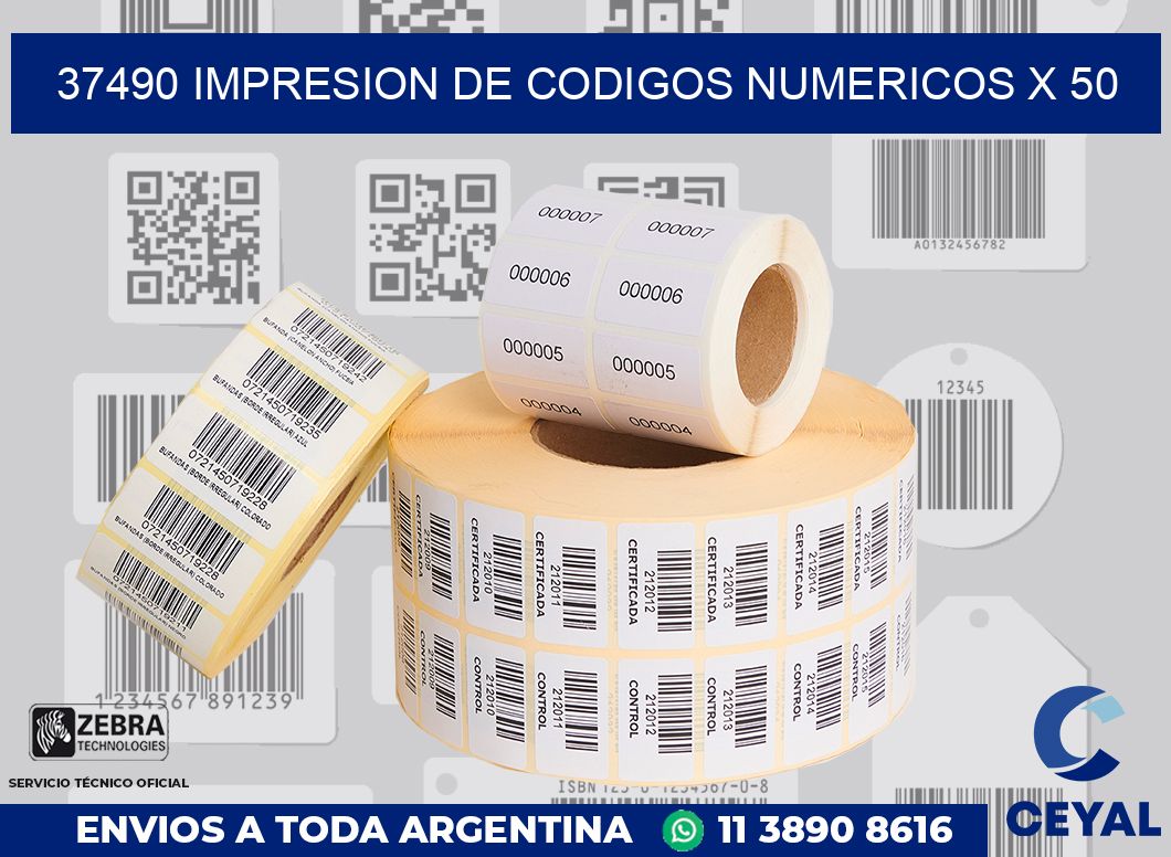 37490 impresion de codigos numericos x 50