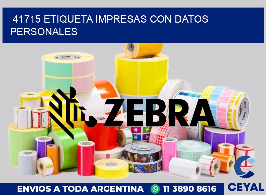 41715 ETIQUETA IMPRESAS CON DATOS PERSONALES