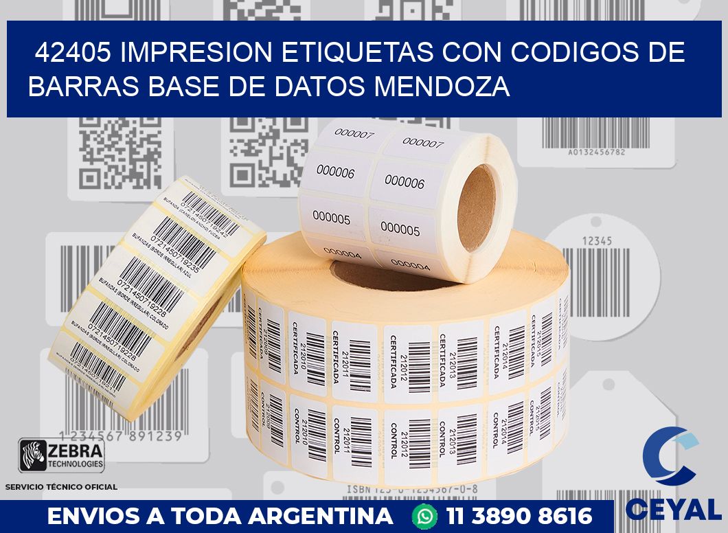 42405 IMPRESION ETIQUETAS CON CODIGOS DE BARRAS BASE DE DATOS MENDOZA