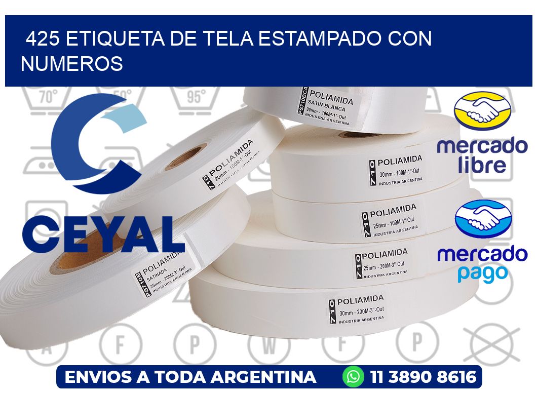 425 ETIQUETA DE TELA ESTAMPADO CON NUMEROS