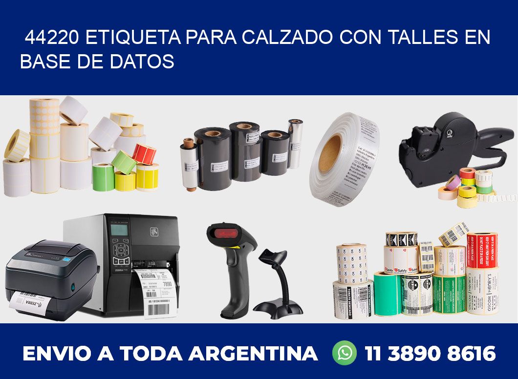 44220 ETIQUETA PARA CALZADO CON TALLES EN BASE DE DATOS