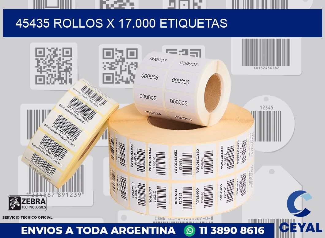 45435 Rollos x 17.000 etiquetas