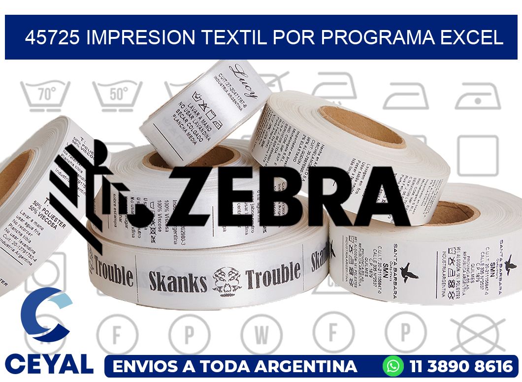 45725 IMPRESION TEXTIL POR PROGRAMA EXCEL