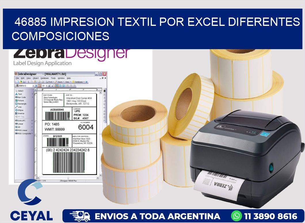 46885 IMPRESION TEXTIL POR EXCEL DIFERENTES COMPOSICIONES