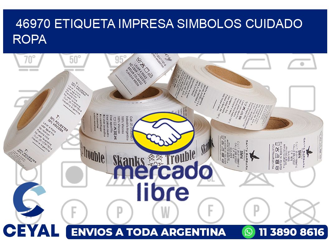 46970 ETIQUETA IMPRESA SIMBOLOS CUIDADO ROPA