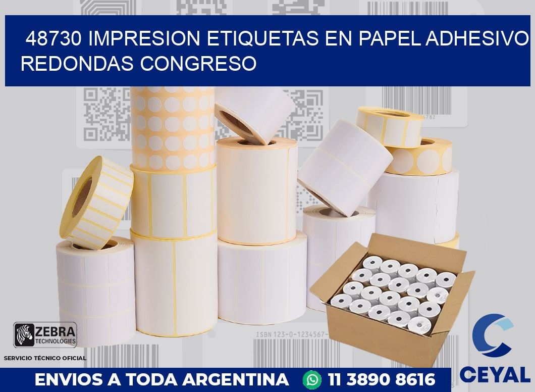 48730 IMPRESION ETIQUETAS EN PAPEL ADHESIVO REDONDAS CONGRESO