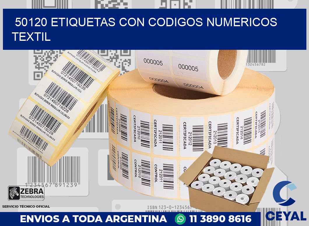 50120 ETIQUETAS CON CODIGOS NUMERICOS TEXTIL