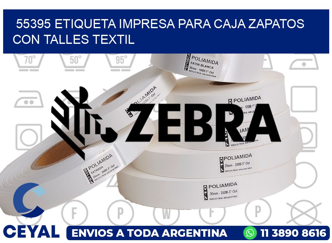 55395 ETIQUETA IMPRESA PARA CAJA ZAPATOS CON TALLES TEXTIL