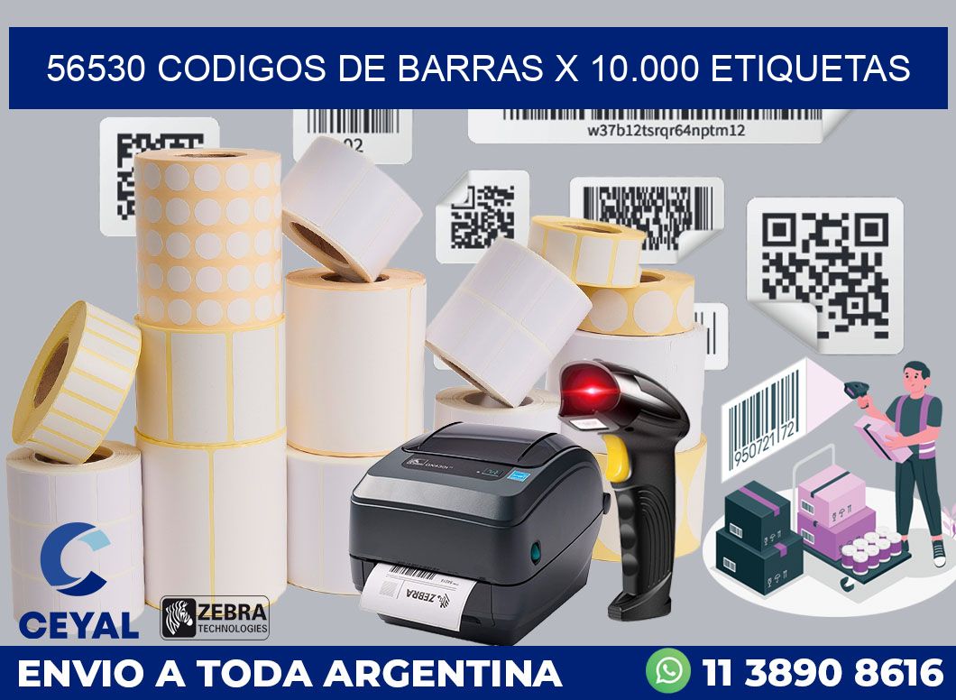 56530 codigos de barras x 10.000 etiquetas