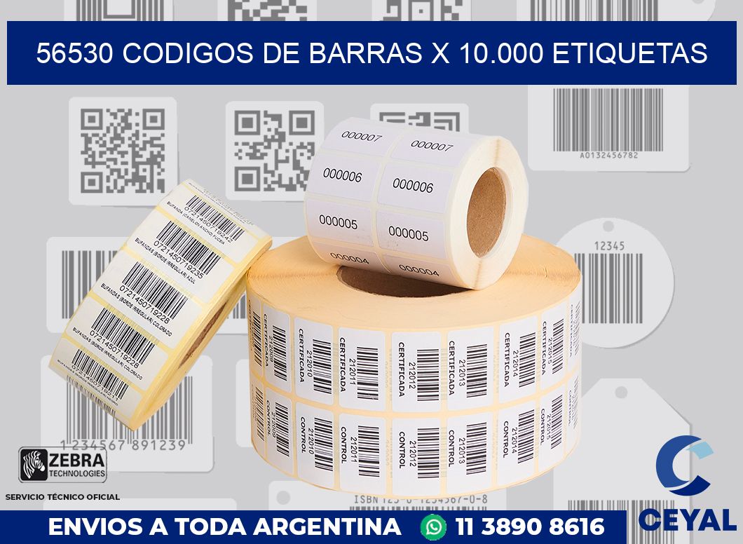 56530 codigos de barras x 10.000 etiquetas