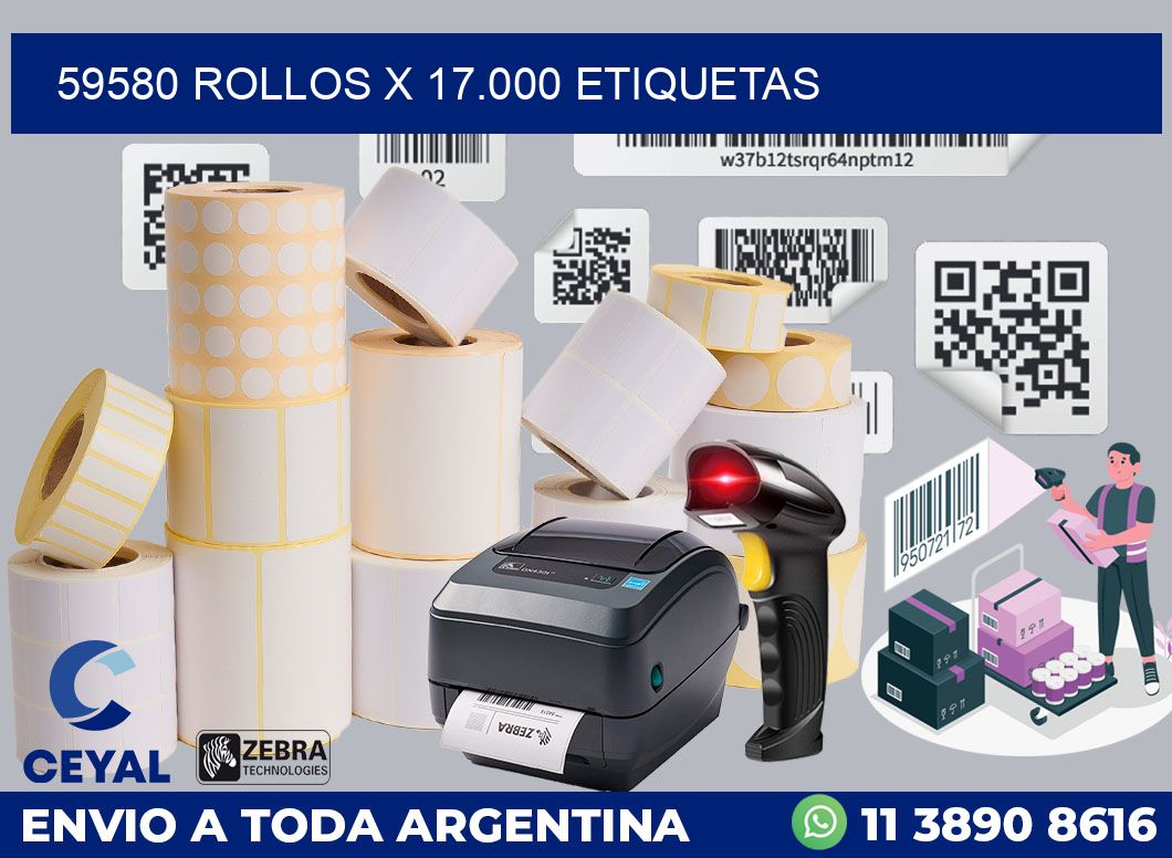59580 Rollos x 17.000 etiquetas