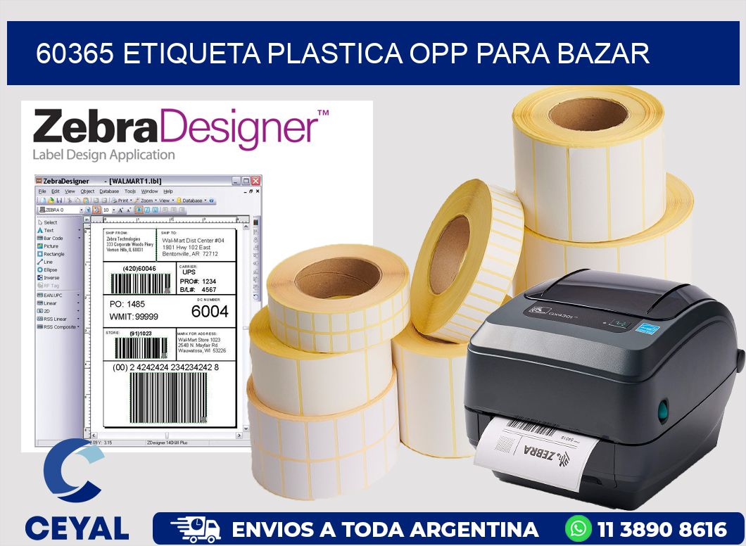 60365 ETIQUETA PLASTICA OPP PARA BAZAR