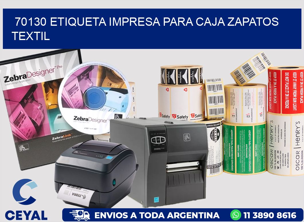 70130 ETIQUETA IMPRESA PARA CAJA ZAPATOS TEXTIL